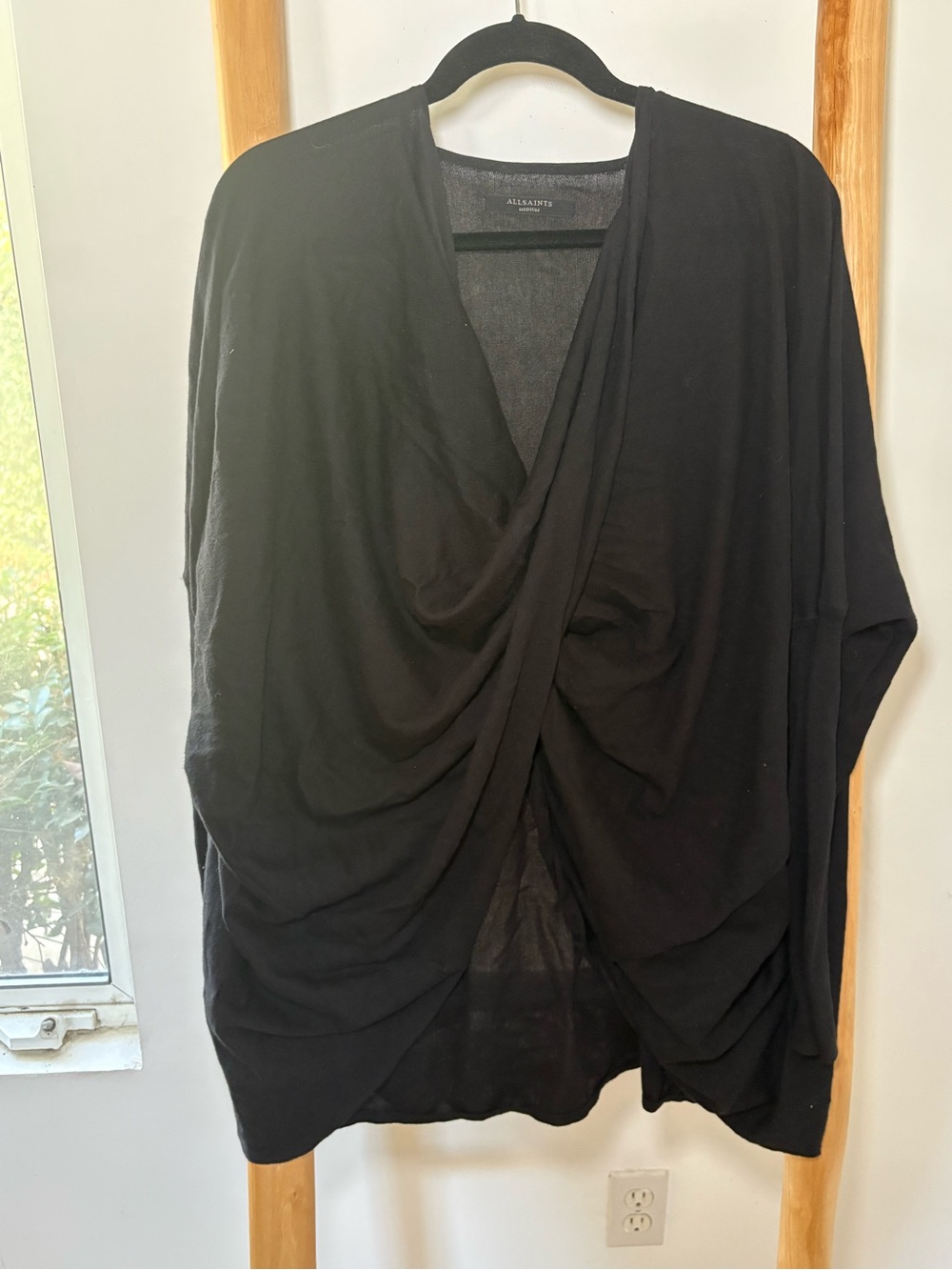 All Saints Black Draped Front Women's Cardigan